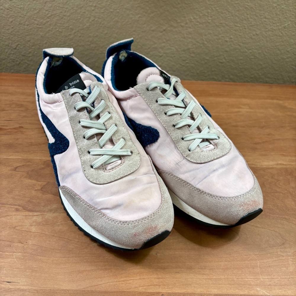 Rag & Bone NY Retro Runner Lace Up Sneakers Pink & Blue Suede, Womens size 41 - Picture 4 of 15